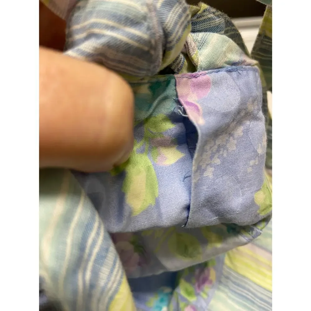 Baby Lulu Oleander Blue‎ Lavender Green Floral Stripe Hat